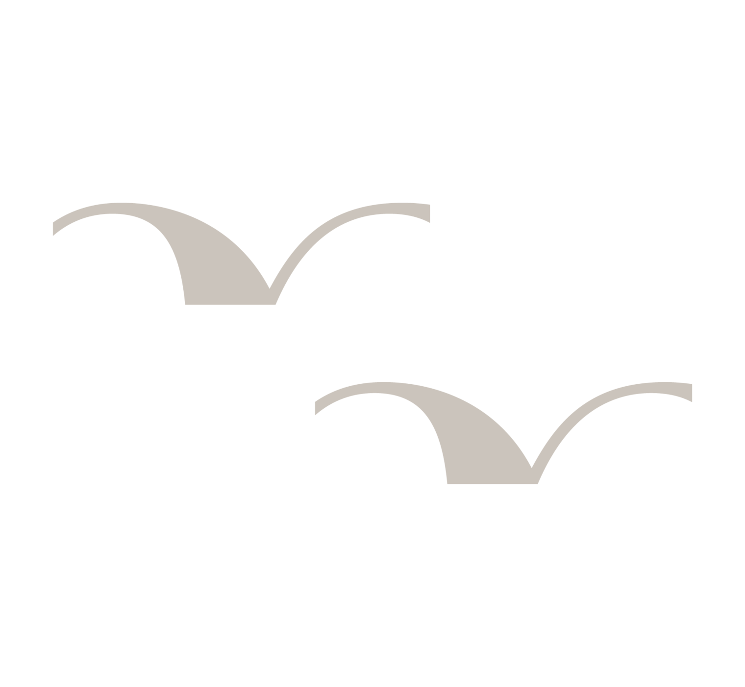 Silhouette von zwei fliegenden Möwen in beige