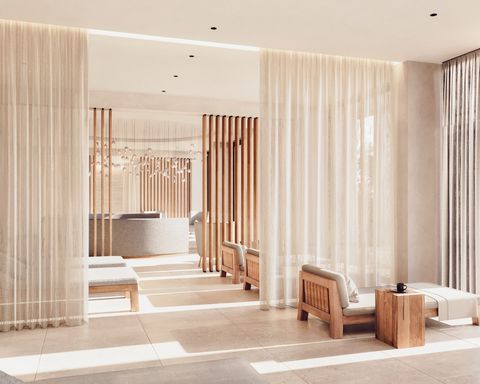 Graphisch realistisch dargestellte Aufnahme vom großen Ruhebereich im Spa